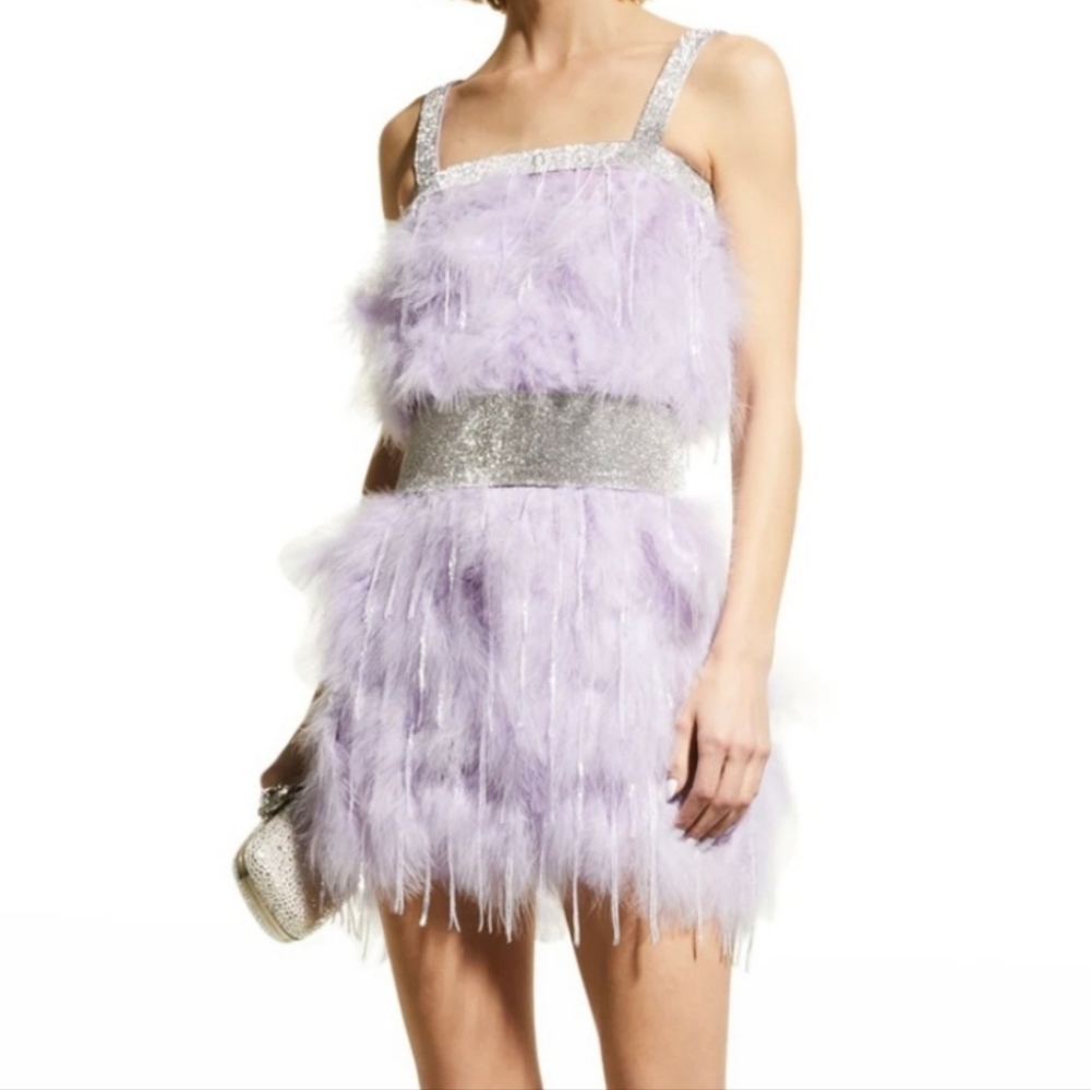 Bronx and Banco Bejeweled Feather Mini Dress NWT